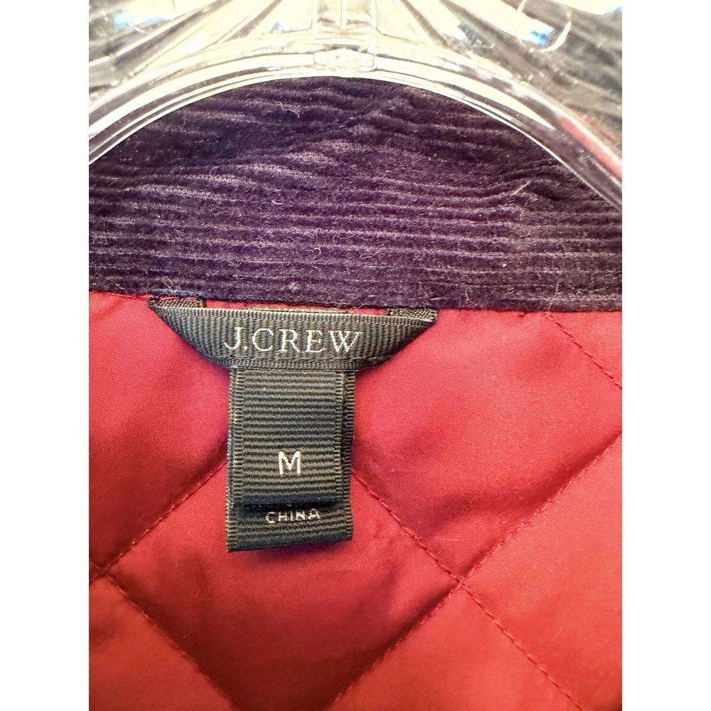 J. Crew Women's Medium Quilted Barn Jacket Burgundy Corduroy Collar Down Coat - Picture 4 of 11